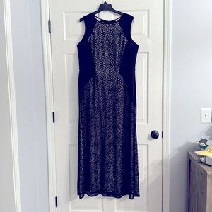 London Times black lace overlay maxi dress